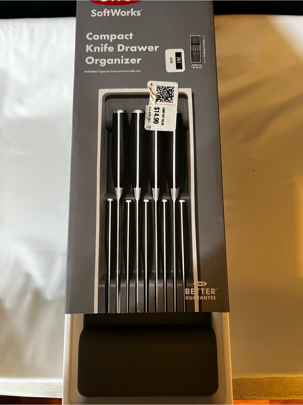 Oxo SoftWorks Compact Knife Drawer Organizer in Black and Gray